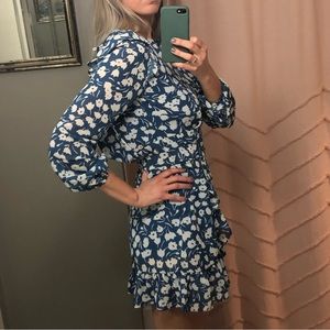 NLW Current Fashions blue and white size M mini dress with wrap Revolve